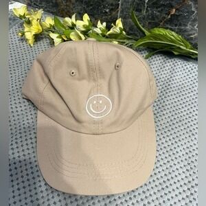 Khaki Smiley Face Baseball Cap Dad Hat Embroidered Casual Everyday Hat